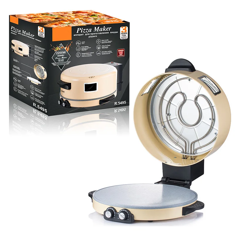 #~for220V Pizza Maker Arabic Bread Maker Home Steak Grill & Pizza Oven 40CM Pancake Maker Knob Control 2200W
