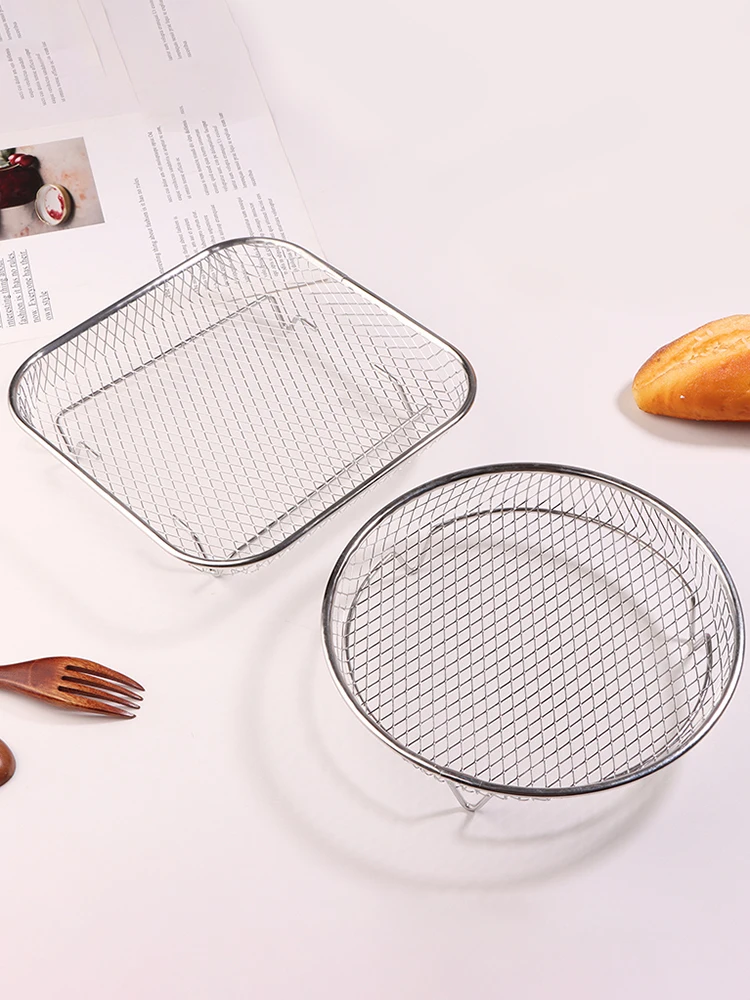 Support de friteuse à Air empilable, 1 pièce, panier de gril en acier inoxydable, plateau de friteuse à air antiadhésif, support métallique, vaisselle d'extérieur