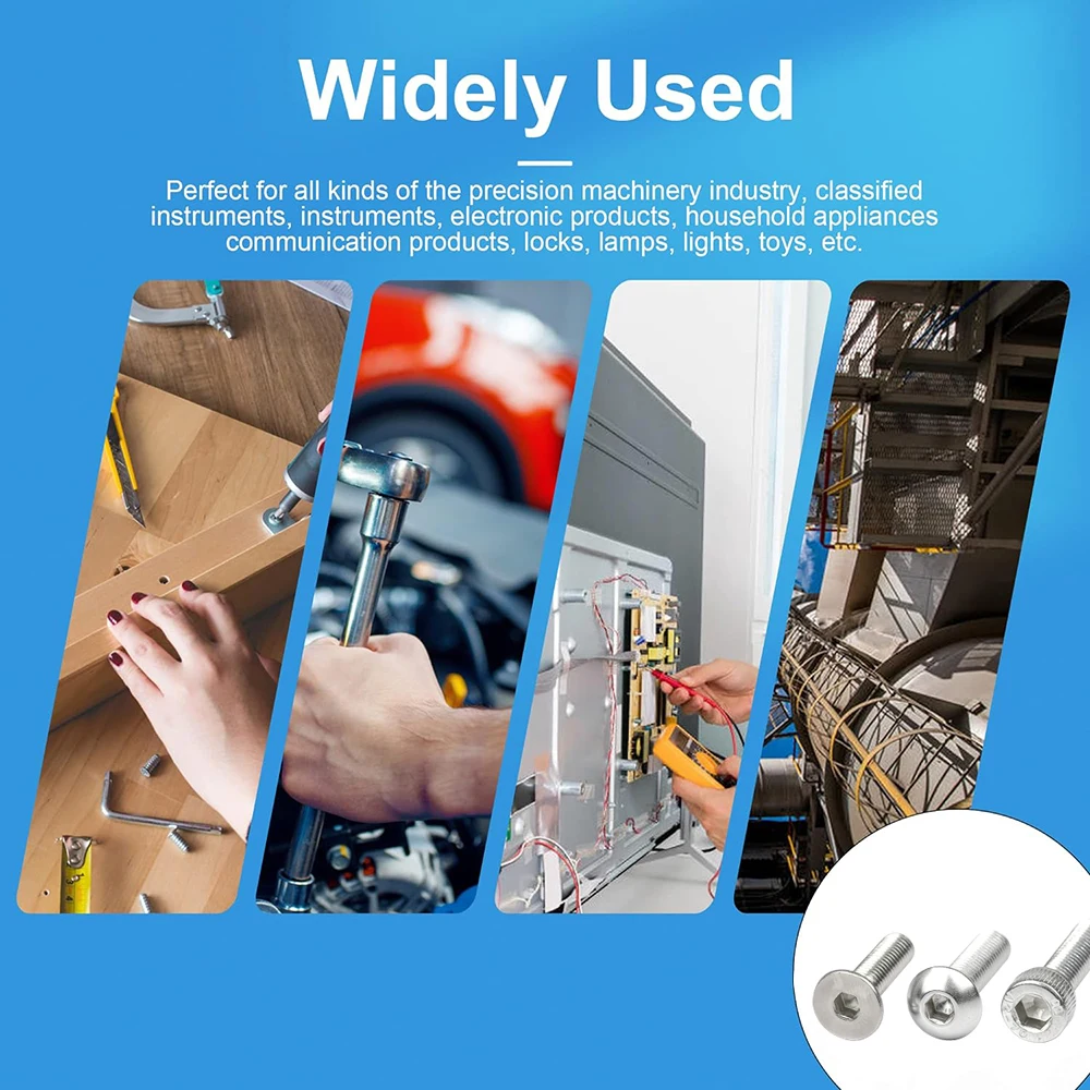 Nindejin-六角ソケットヘッドスクリューナットセット、ステンレス鋼、m2、m3、m4、m5、六角形、フラット、ラウンド、ヘッドスクリューアソートキット、580個、セット