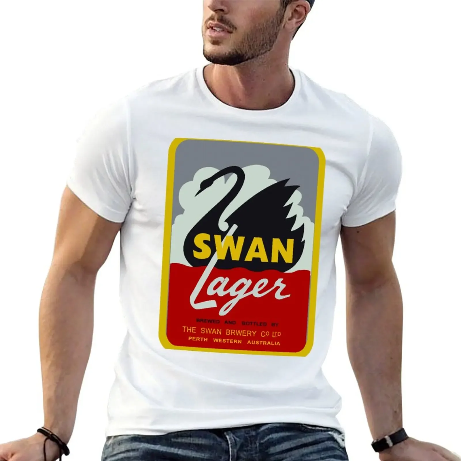 Swan Lager T-Shirt rapper graphic tees plain men workout shirt