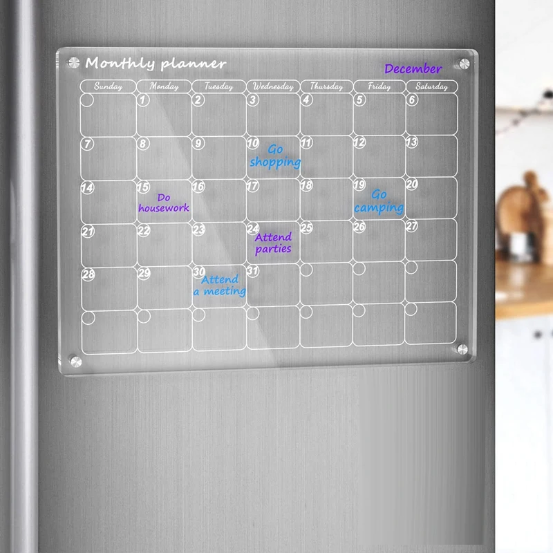 Magnetic Acrylic Calendar For Fridge Dry Erase Board Calendar For Fridge, Reusable Planner, Gift For Home Organization