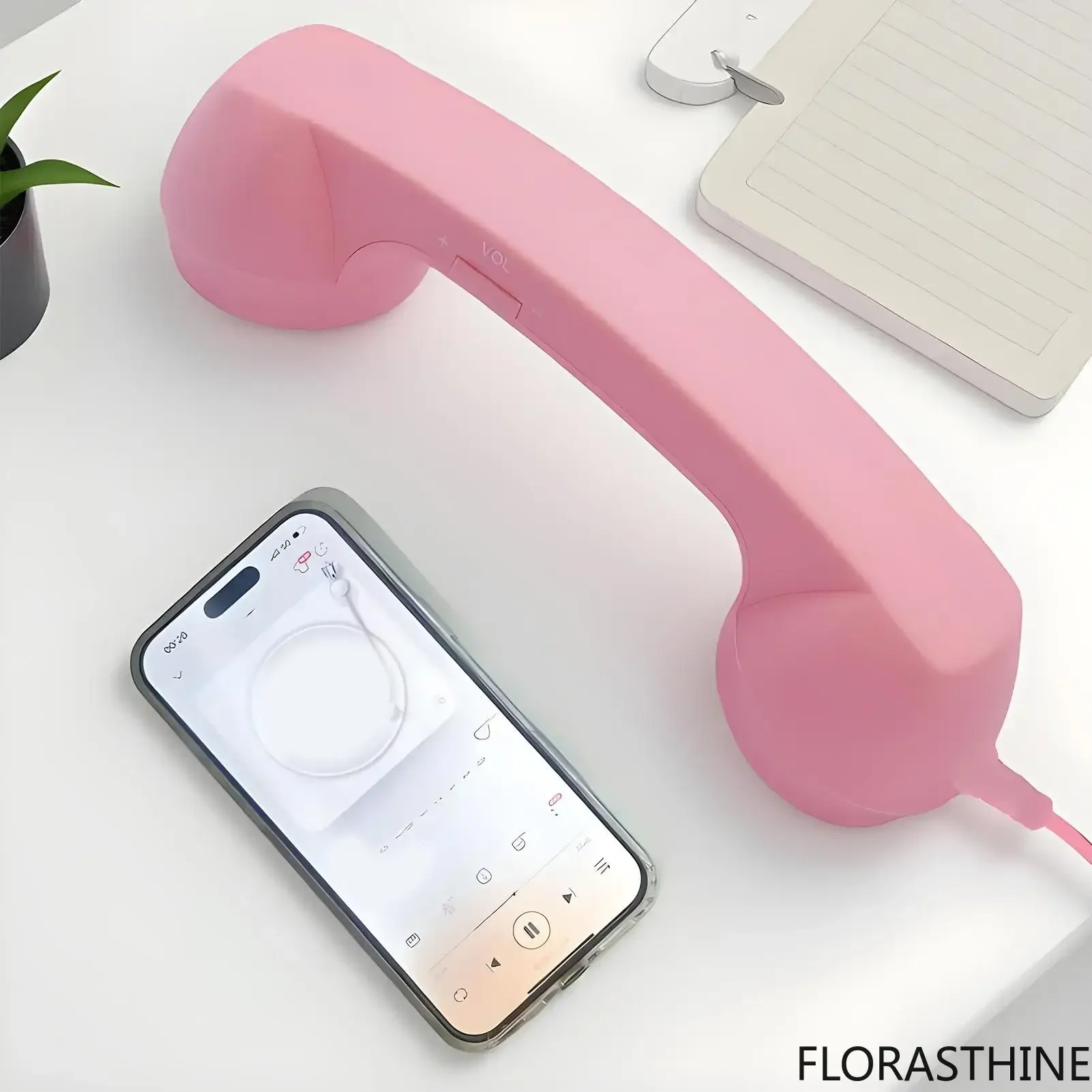 Corded Handset for Cell Phone with Microphone Type-C Retro Classic Supplies Home Cell Phone to Landline Adapter for Offices