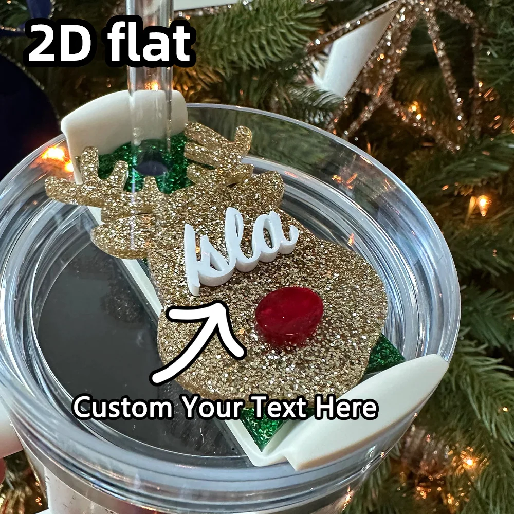 Custom Reindeer Cup Name Plate | Funny Christmas Cup Tag | Holiday Tumbler Lid Topper | Personalized Gift for 20/40oz Tumblers