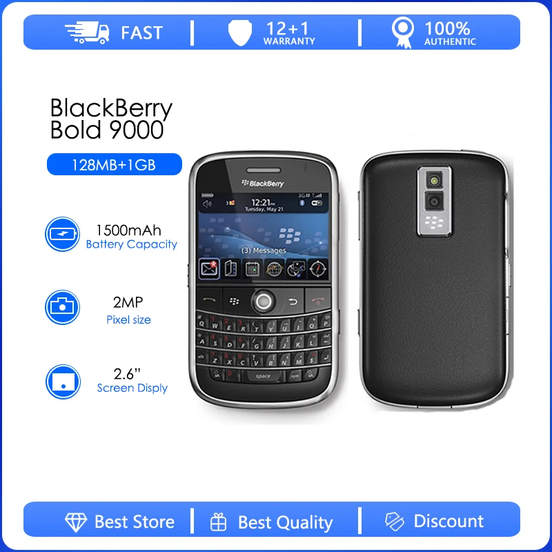 Blackberry 9000 odnowiony-rozблокowany oryginalny telefon komórkowy Blackberry Bold 9000 GPS WIFI 3G telefon komórkowy odnowiony darmowa wysyłka