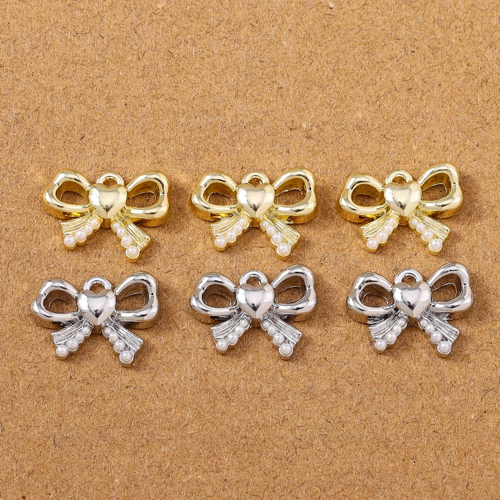 5 قطع جميلة سبائك اللؤلؤ Bowknot سحر المعلقات لصنع المجوهرات الأقراط قلادة سوار ذاتي الصنع اكسسوارات الإمدادات #2