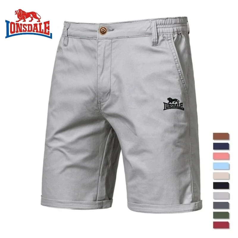 Pantalones cortos informales para hombre, Shorts de algodón 100% con bordado, cómodos, de cintura elástica, ajustados, para negocios y redes