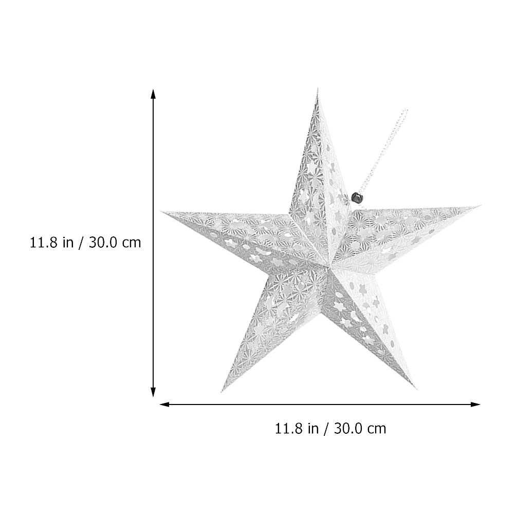 

6Pcs Paper Star Lamp Shade Pentagram Hanging Ornaments for Christmas Birthday Wedding Home Room Decoration