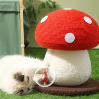 Red Mushroom Cat Tree Sisal Cat Scratching Post Grinding Claw Wear-Resistant Scratch-Resistant Furniture Protection Supplies