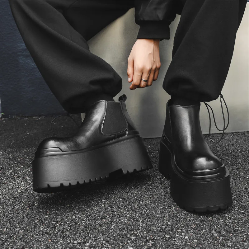 men luxury fashion punk hip hop dress chelsea boots flats platform shoes cowboy original leather boot cool autumn winter botas
