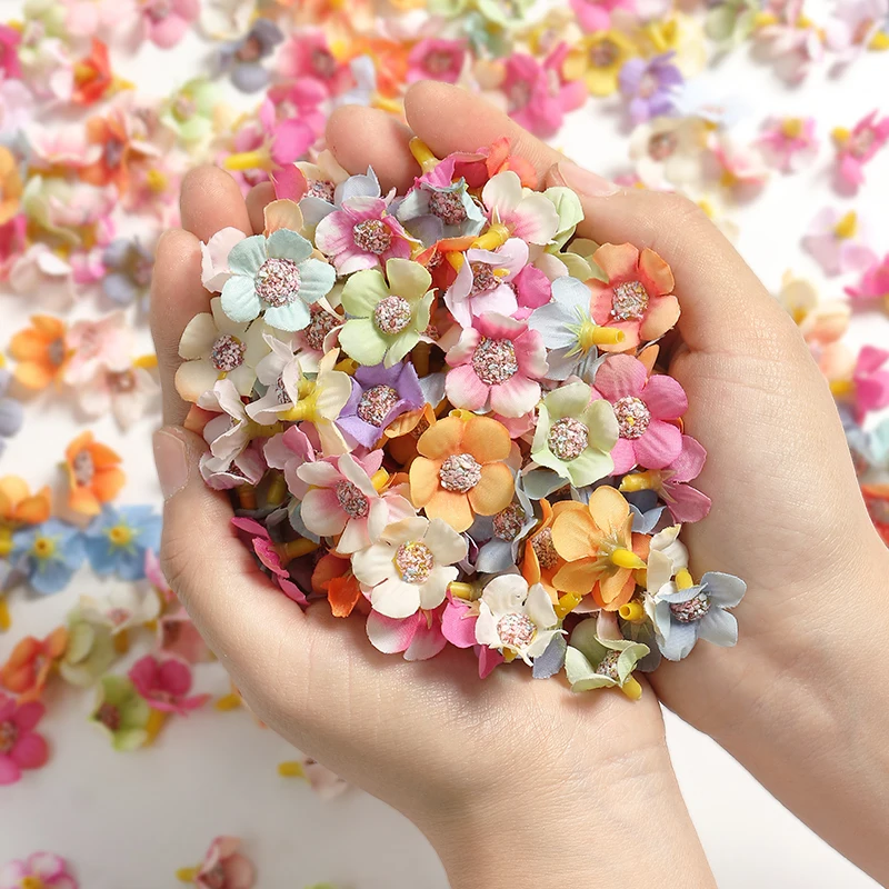 50Pcs Mini Daisy Artificial Flowers DIY Scrapbook Wedding