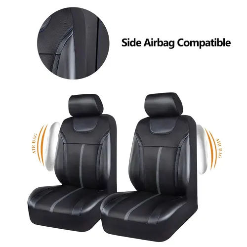 Imagen 2 del producto Fundas universales de cuero PU para asientos de coche con fundas de asiento de coche Airrmesh transpirables que se adaptan a la mayoría de los accesorios interiores del coche Suv camión Van