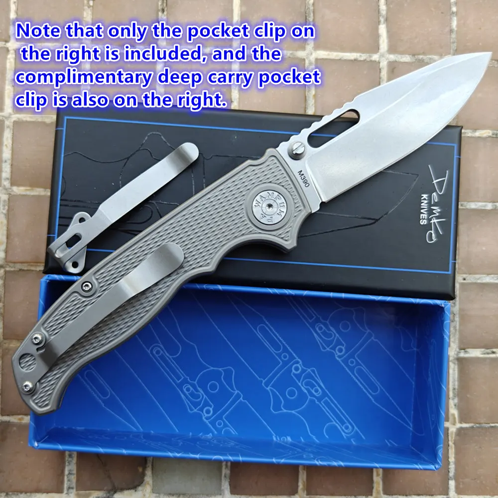 Ad20S New AD Demko Deep Carry Ceramic Bearing Titanium Handle Mark M390 Logo Camping Hunt EDC Tool Hike Kitchen Utility Knife