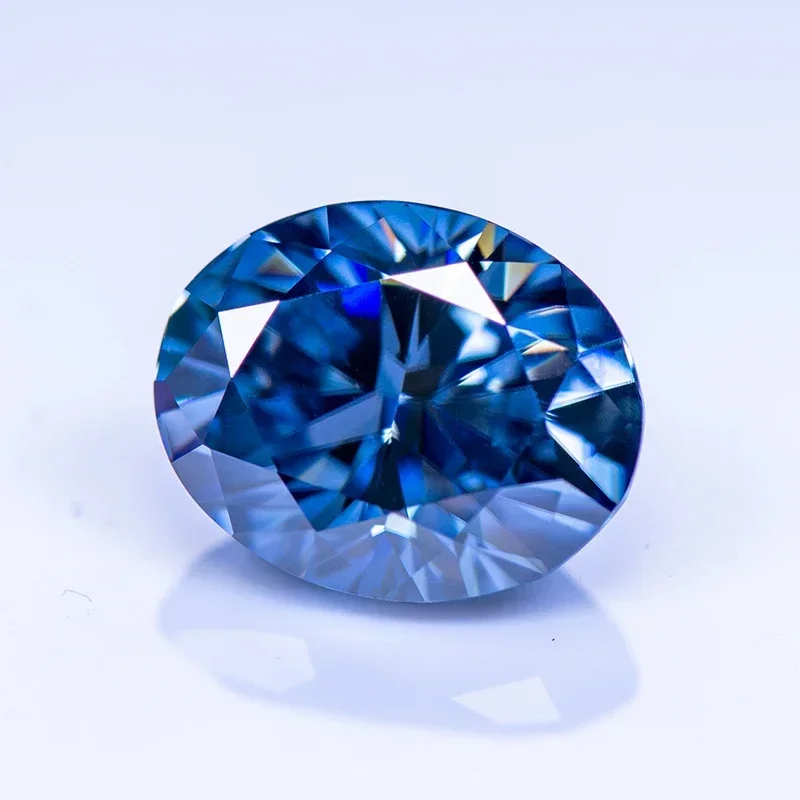 Moissanite Stone Primary Royal Blue Colour Oval Cut Lab Created Synthetic Gemstone Passed Diamond Tester Comes GRA Certificate