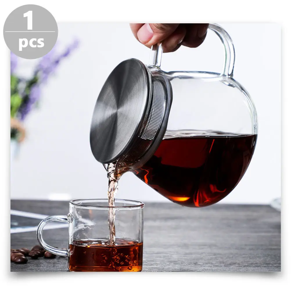 

1Pcs Glass Coffee Pot with Stainless Steel Handle V Shaped Spout Easy Clean Smooth Surface Creative Juice Kettle for Daily Use