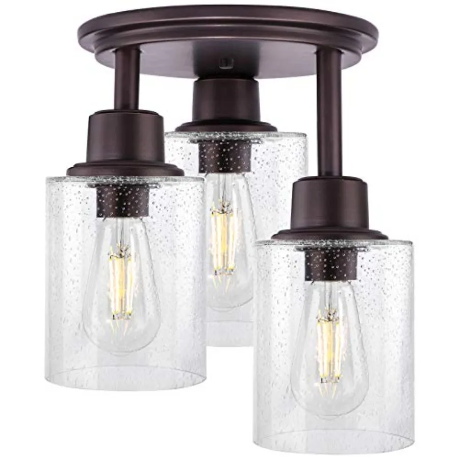 Lámpara de Techo Semi Empotrada de 3 Luces, Estilo Vintage con Acabado en Aceite, para Cocina