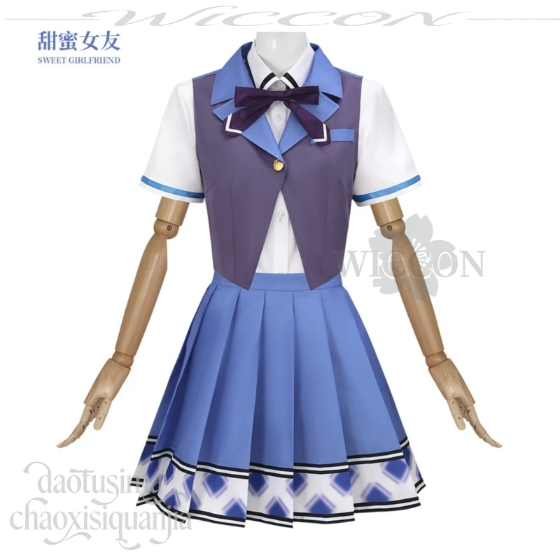 أنيمي Galgame الحلو صديقة 2 العربة 2 تأثيري شيون ياناجي زي اليابانية JK زي مدرسي Y2K Kawaii الأزرق سترة فستان قصير #2