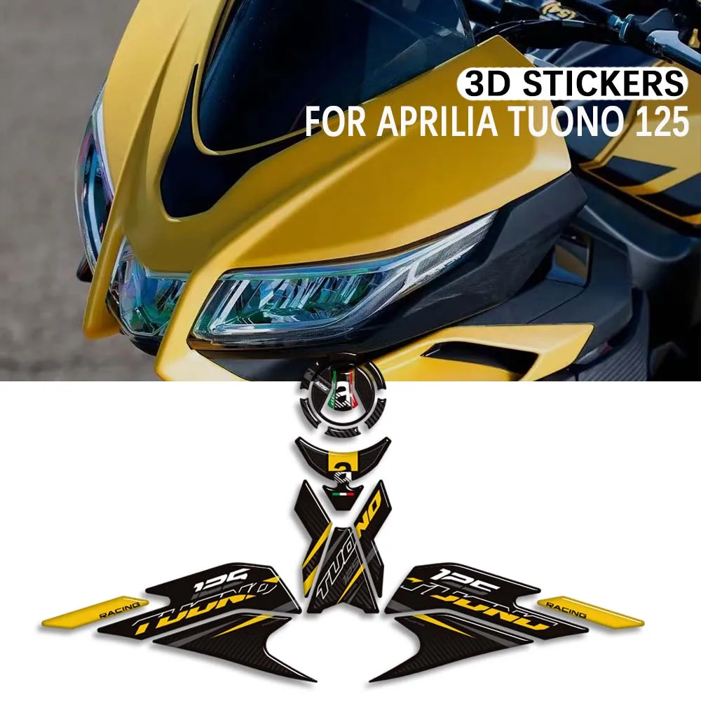아프릴리아 투오노 125용 오토바이 탱크 패드 3D 바이크 캡 그립스 연료 키트 무릎 스티커 데칼 보호 액세서리
