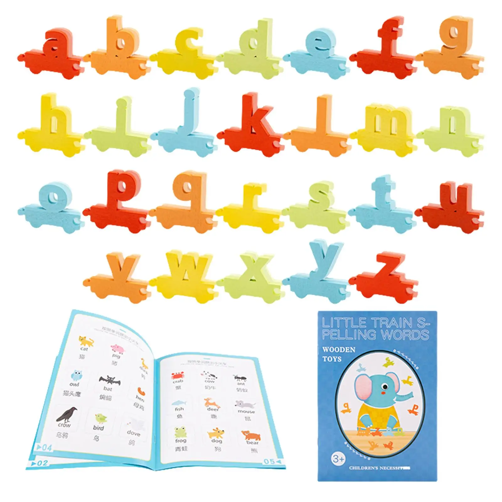 Train Shape 26 Letter Word Spelling Toys Wooden Leisure 5mm Thicken Toy