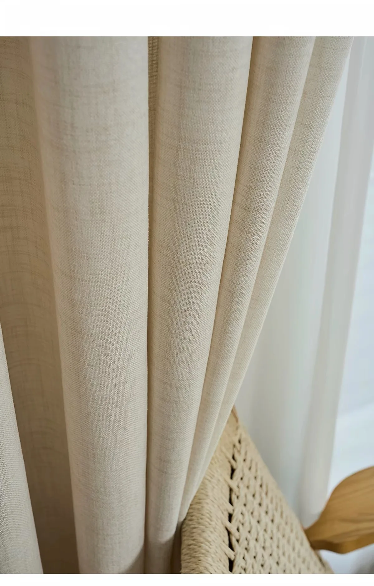 4 Colors Modern Beige Linen Like Opaque Thick Tulle Living Room Flax Sheer Curtains for Bedroom Voile Window S Folds Drapes