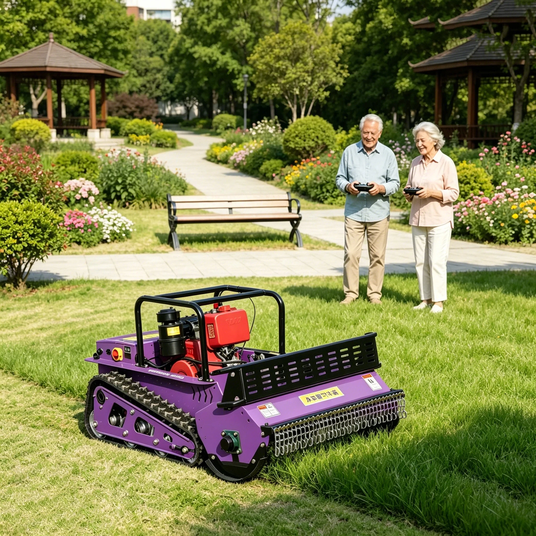 Customized Professional Diesel Lawn Mower Tracked Remote Control High Efficiency Durable Grass Cutting Equipment with GPS