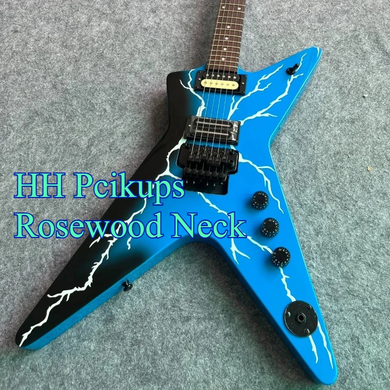 Rotten Wood Blue Lightning Region Electric Guitar Cowboy ML Double Shake Pickup HH Pcikups Rosewood Neck X Shaped Beginner New