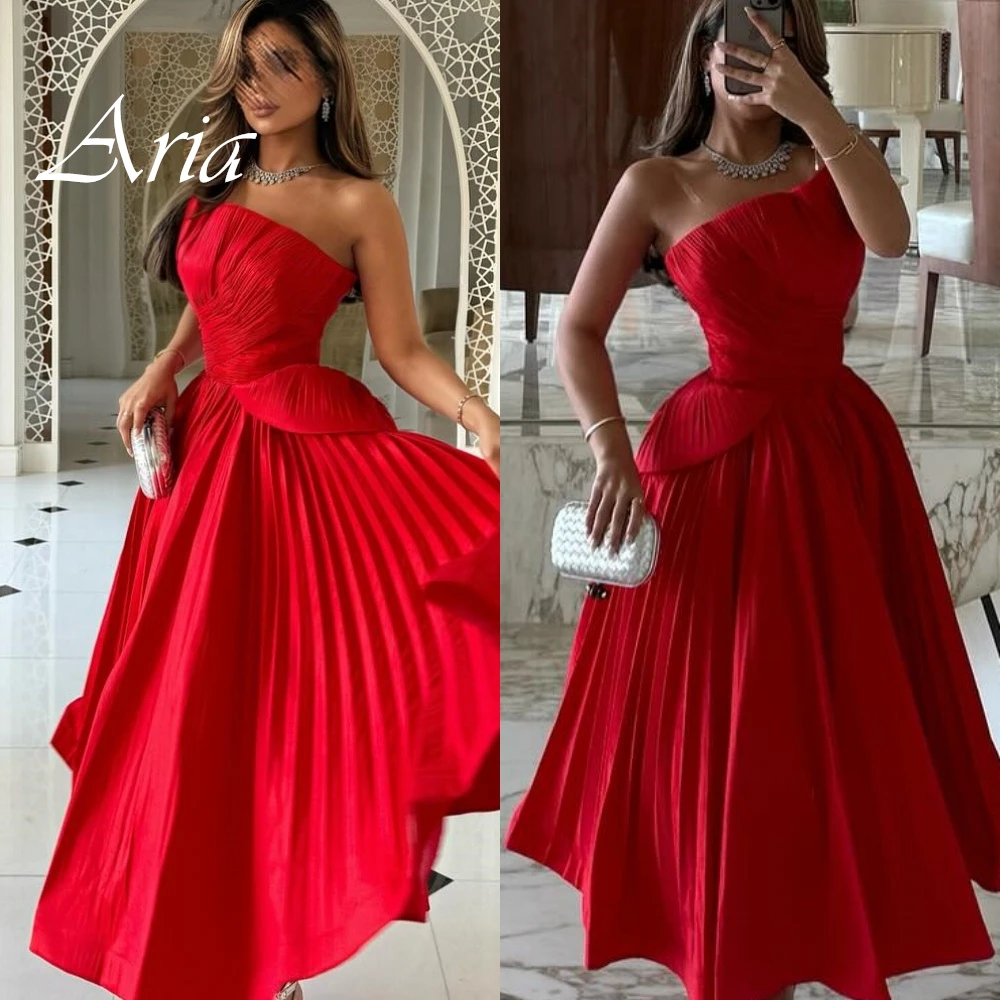 

Элегантное красное вечернее платье без бретелек без рукавов по индивидуальному заказу, высококачественные атласные платья для выпускного вечера, темпераментные платья для выпускного вечера с рюшами