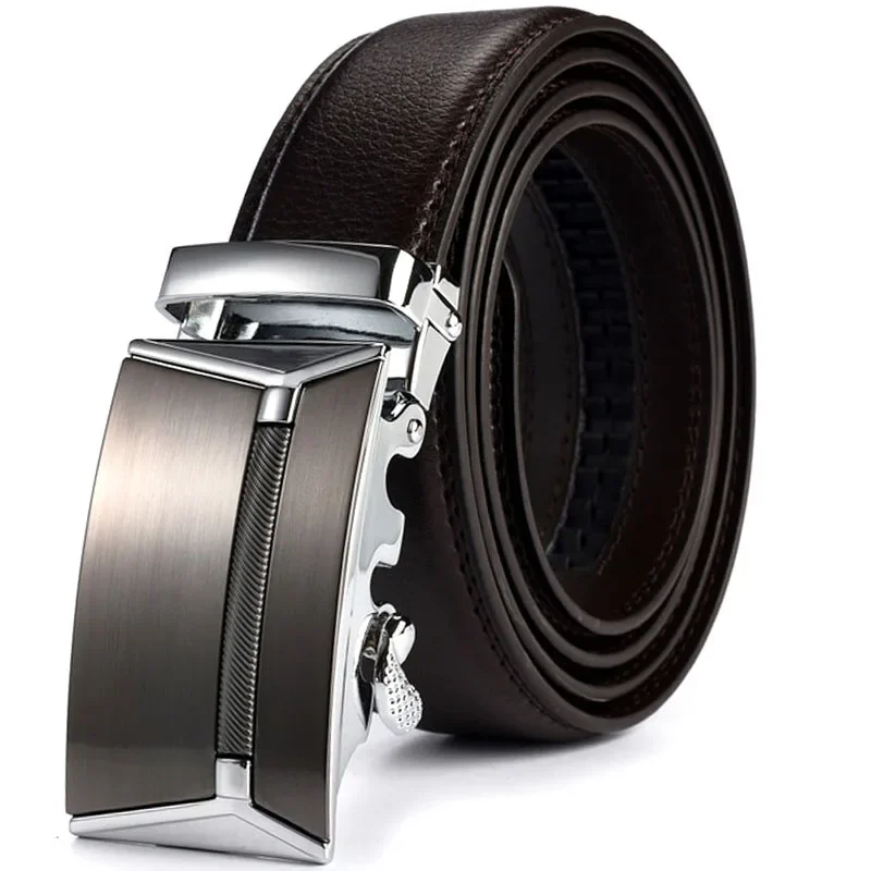 Men\'s Jeans Automatic Buckle Belts Cowhide Real Genuine Leather Belt Luxury Brand Waistband Strap Belt Men 140 150 160 170cm