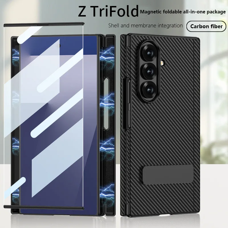 

Magnetic Foldable Leather Case For Samsung Galaxy Z TriFold 5G Ztrifold Single-axis Rotating Bracket Dual Hinge Magnetic Cover