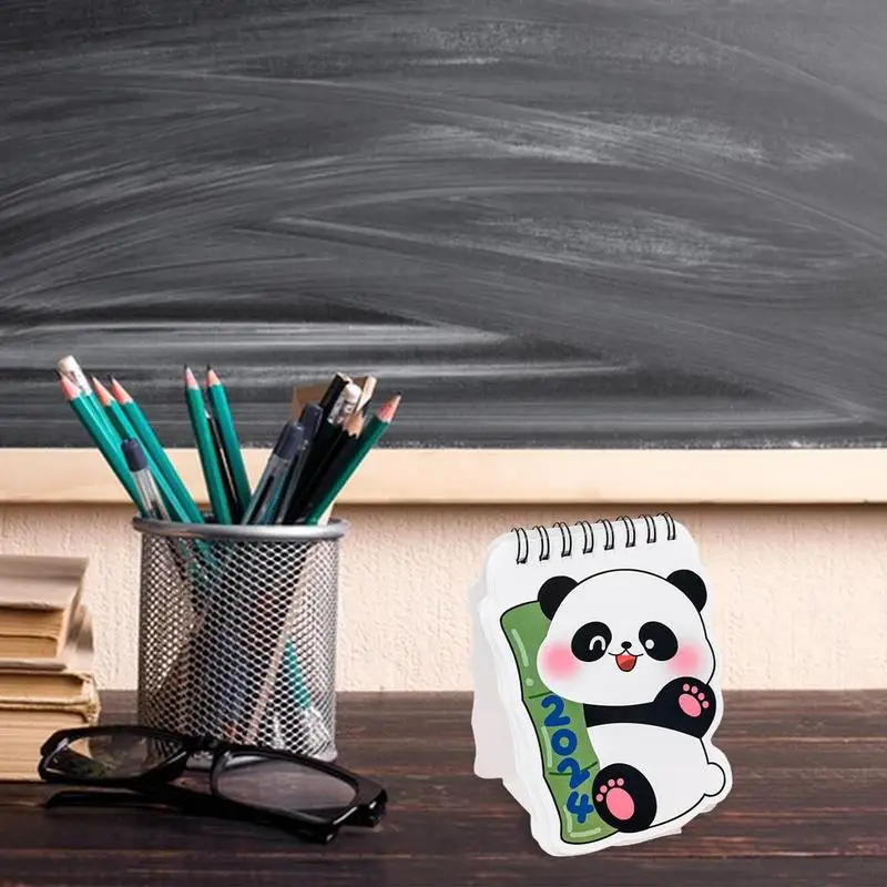 Kalender meja kecil, kalender Bulanan dari Juni 2023 Desember 2024, kalender kecil dengan desain panda lucu kalender Desktop portabel