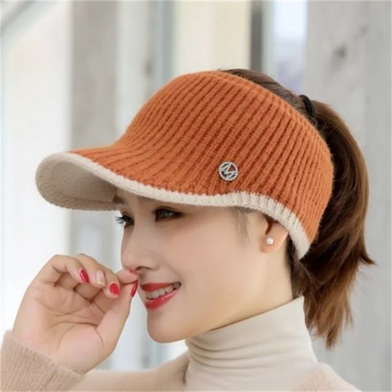 2023 Hats For Women Autumn Winter Sports Empty Top Golf Caps Female Knitted Warm Baseball Cap Fashion Running Golf Sun Hat