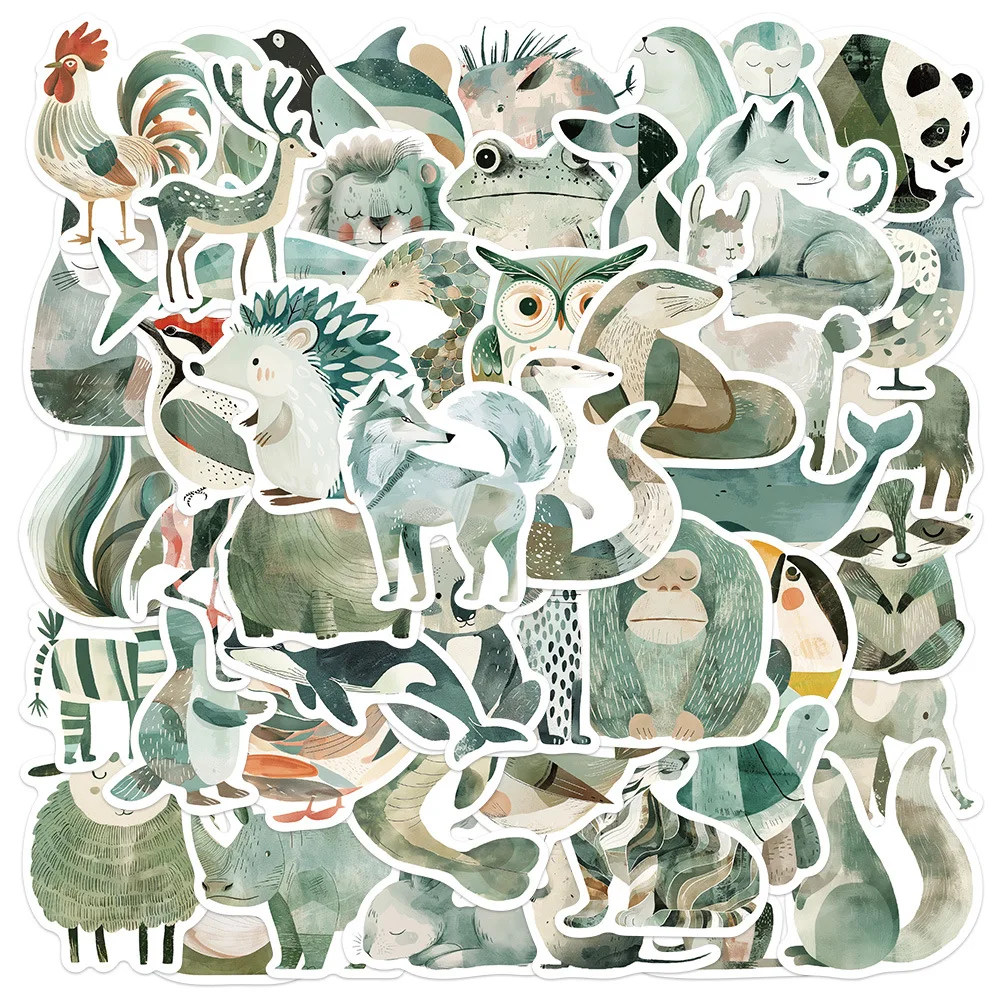 

10/30/50PCS Green Color Fun Soft Animal Stickers Cute Graffiti DIY Suitcase Water Cup Laptop Notebook Phone Case Decal Kids Toy