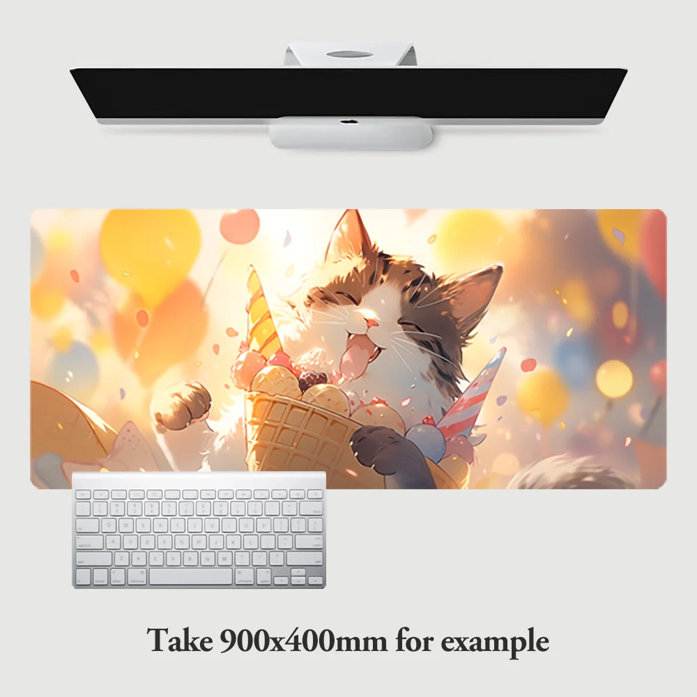 Gaming Laptop Cute Kitten Printing 600x300mm Desk Mat Large Size 900x400mm Wrist Pad Pc Accessories Table Cover Keyboard Pad