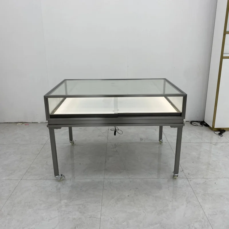 

Customize.High Transparency Glass Jewelry Display Table with Sturdy Metal Frame Elegant Jewelry Showcase