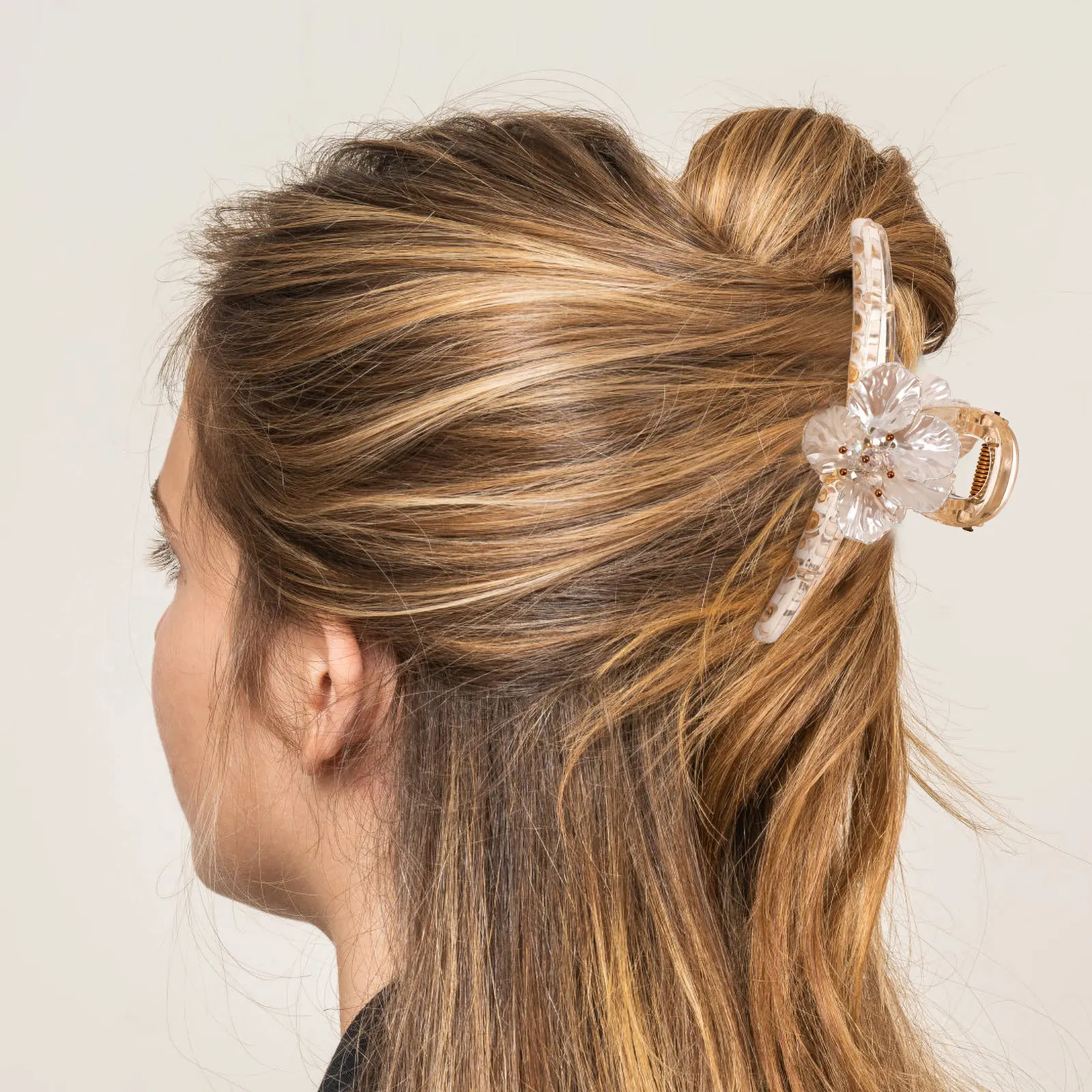 

Women Crystal Flower Hair Clamp Durable Vintage Jaw Clip Lightweight Design for All Kinds of Hairstyles Hair Claw Clips