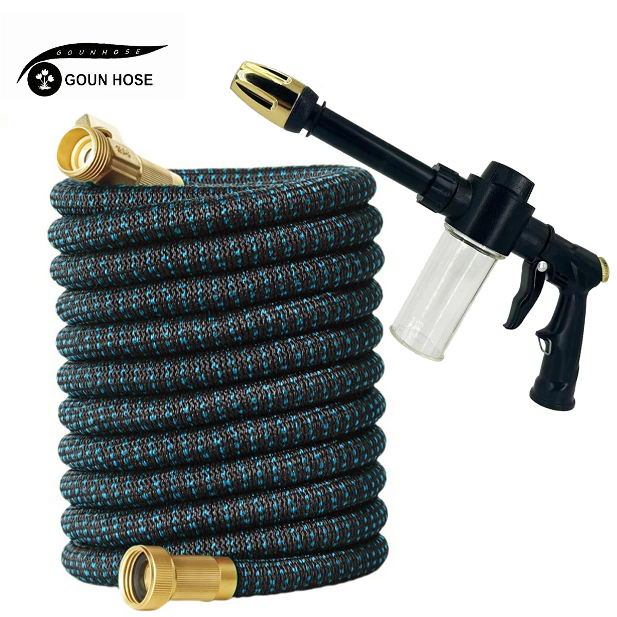 

Garden Water Hose Expandable Double Metal Connector High Pressure Gun Magic Water Pipes for Garden Farm Irrigation Car Wash