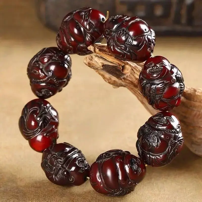 Tibetan Yak Horn Maitreya Buddha 108 Buddhist Prayer Beads Bone Bracelet Women Handheld Cultural Item for Cou