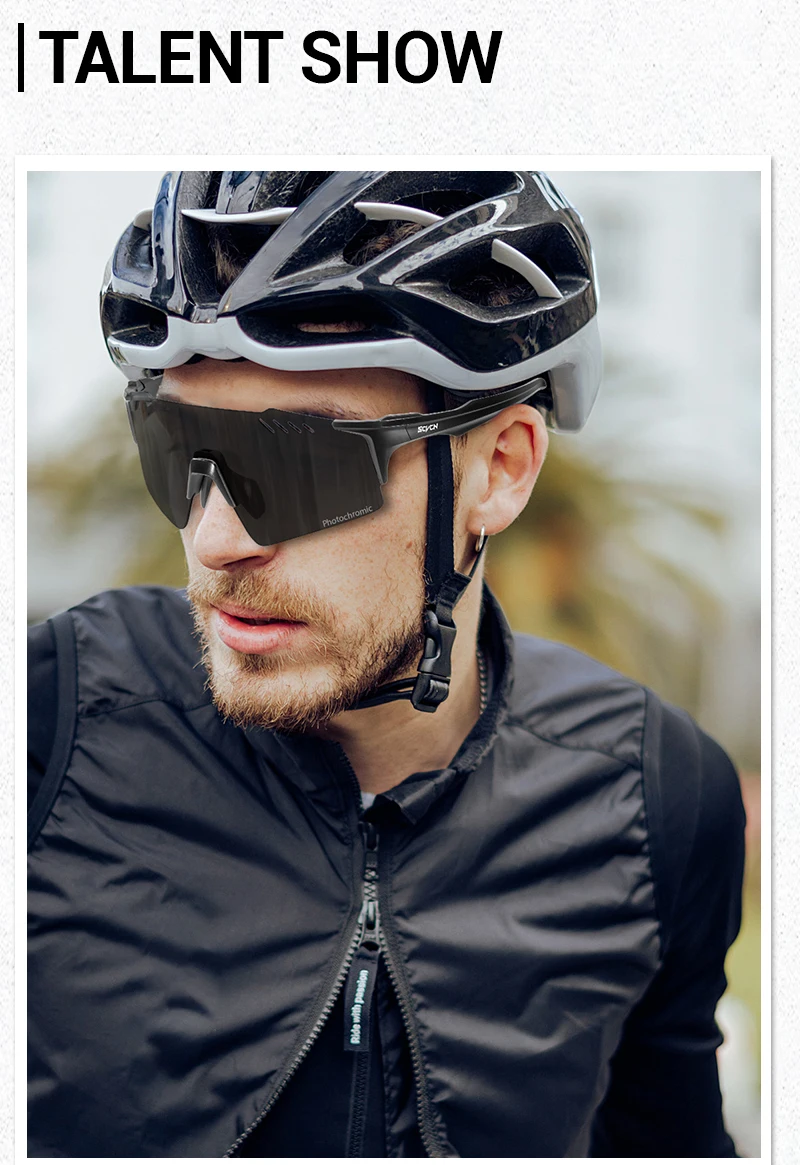 SCVCN Photochrome Fahrradbrille UV400 Fahrrad-Sportbrille für MTB Outdoor-Sport Golf Camping Autofahren – Detail 10