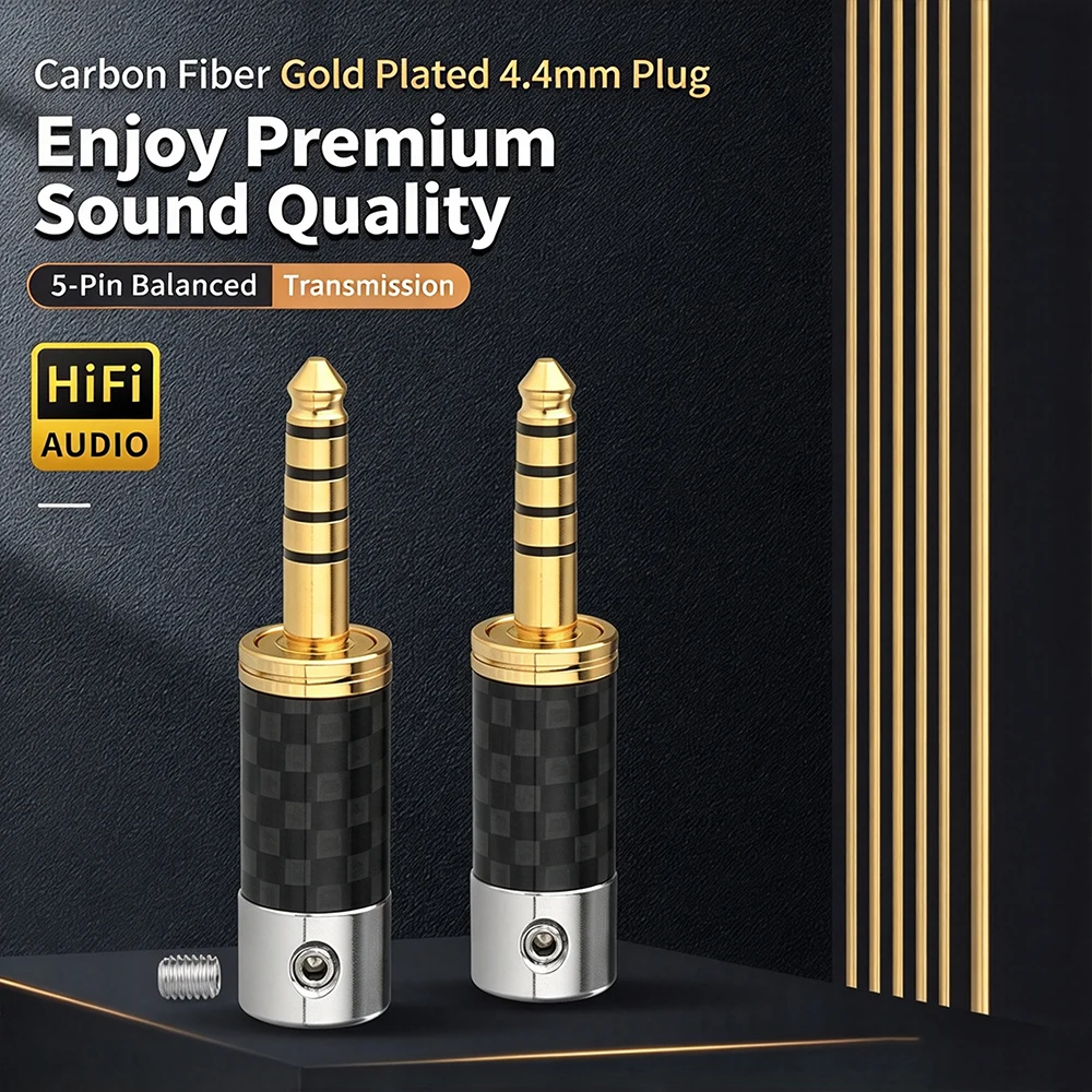 HiFi 4.4mm Balanced Headphone Plug Audio Connector Screw Crimp 4.4mm Jack Earphone Terminal DIY Audiophile Cable Connector