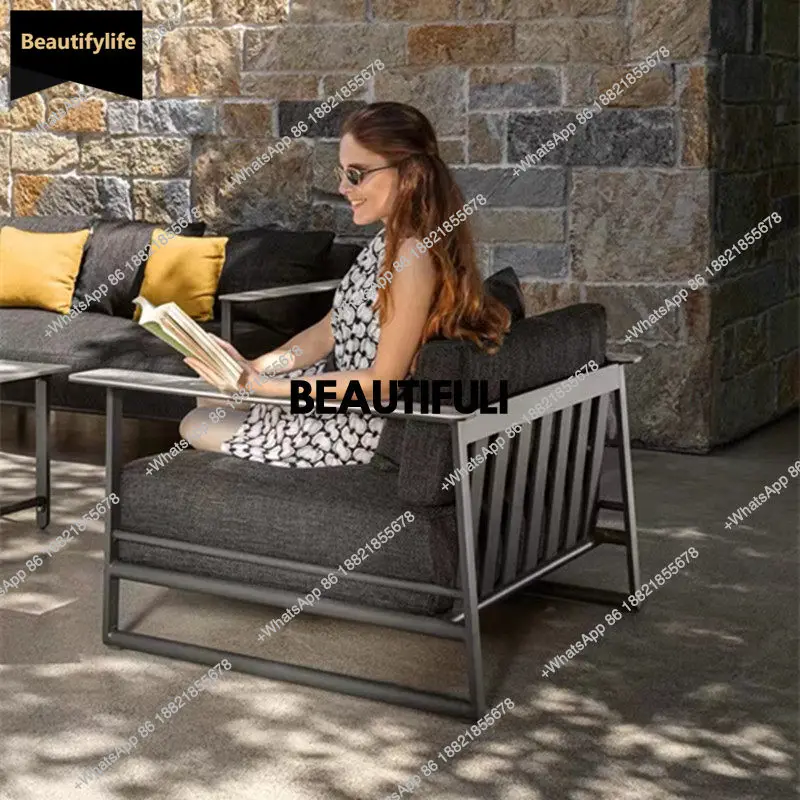 D80 Stainless Steel Courtyard, Terrace, Hotel, Waterproof Sunbathing Villa, Leisure, Outdoor Nordic Furniture Combination