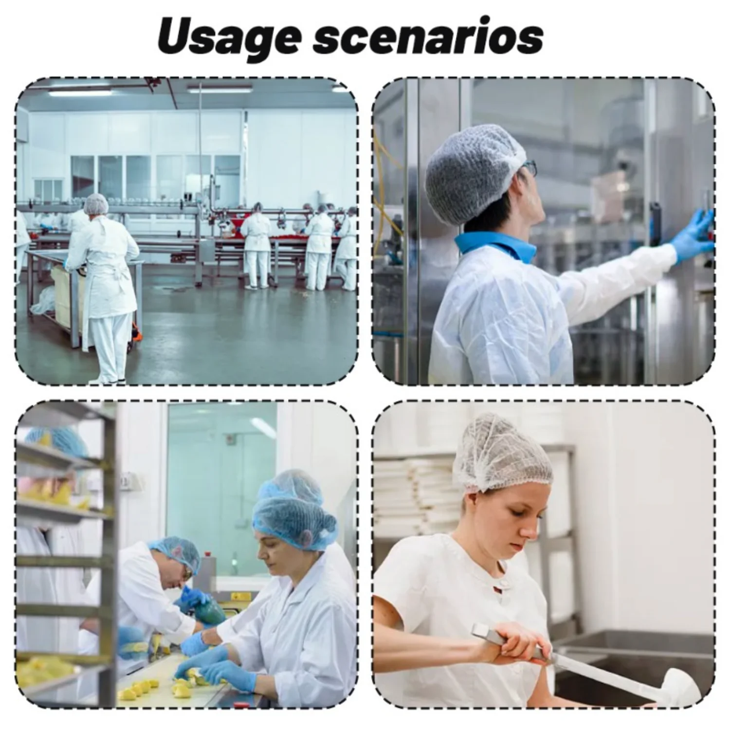 50-500 قطعة المتاح العقيمة منتفخ قبعات قبعة العمل تمتد صافي غطاء رأس غير المنسوجة النسيج قبعة لحماية تنظيف الطبخ