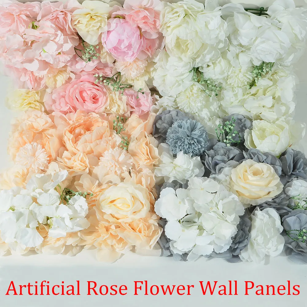 25CM Artificial Rose Flowers Wall Panels with Hydrangea Peony For Home Birthday Baby Shower Wedding Decoration Flower Background