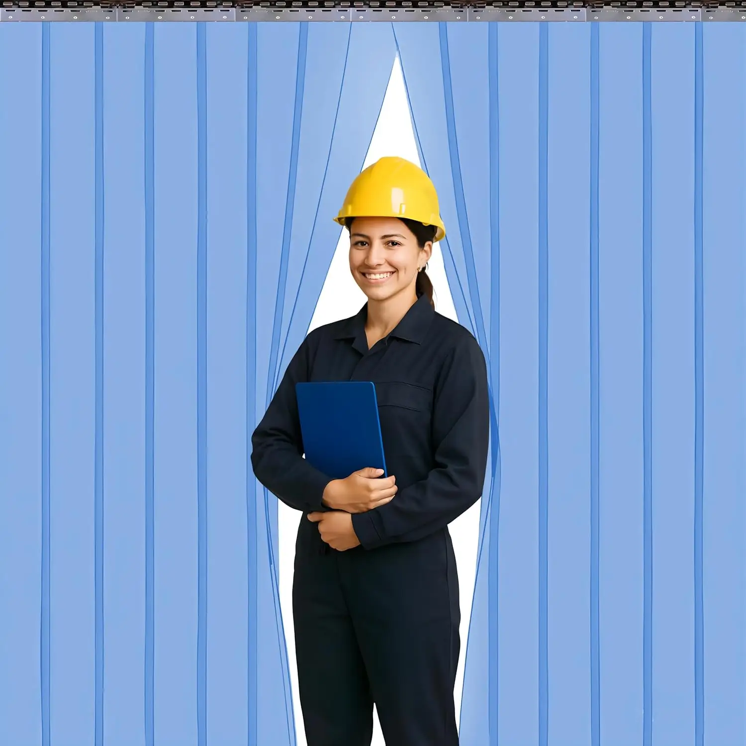 

Smooth Clear Blue PVC Strip Curtain 60" Width x 96" Height - Walk-in Cooler and Freezer Door Strips Transparent Plastic Vinyl Wa