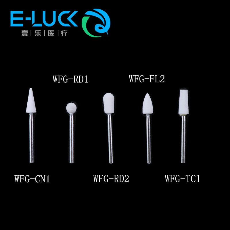 5pcs Dental Polishing Burs White Stones Burs FG  Cone/Flame/Round Shape Abrasion Bur Fit For High Speed Handpiece 1.6mm