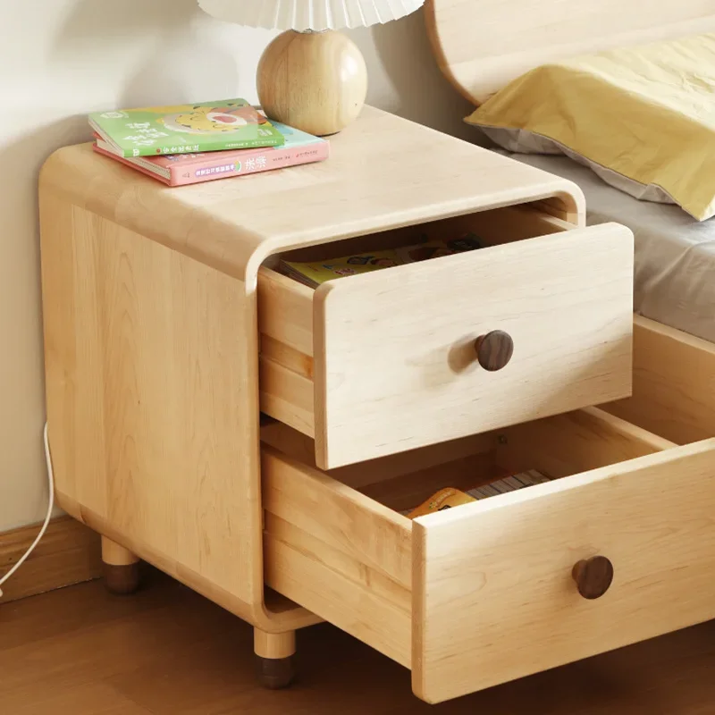 北米の漫画風子供用ベッドサイドテーブル、総無垢材、モダンでシンプルな和風ログ2.5
