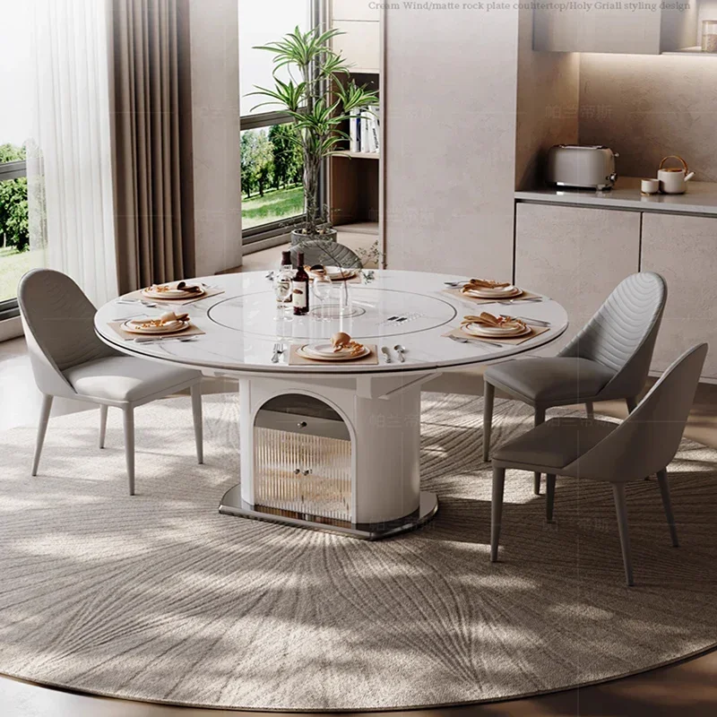 Round Living Room Craft Table Center Dinning Study Dining Acrylic Large Kitchen Chairs Islands Stainless Steel Muebles Sliding