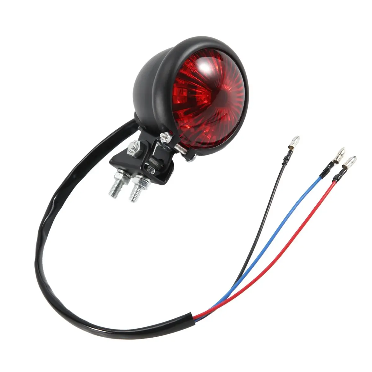 Compatible Motorcycle LED Rear Tail Light Brake Stop Lamp Moto LED Tail Light for Chopper Cafe Black