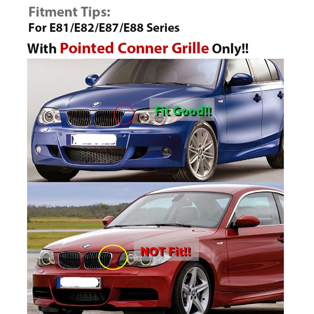 Double/Single Slat Gloss Black Matte Black Carbon Fiber M Color Car For BMW 1 Series E81 E87 2004-2007 Front Kidney Grille