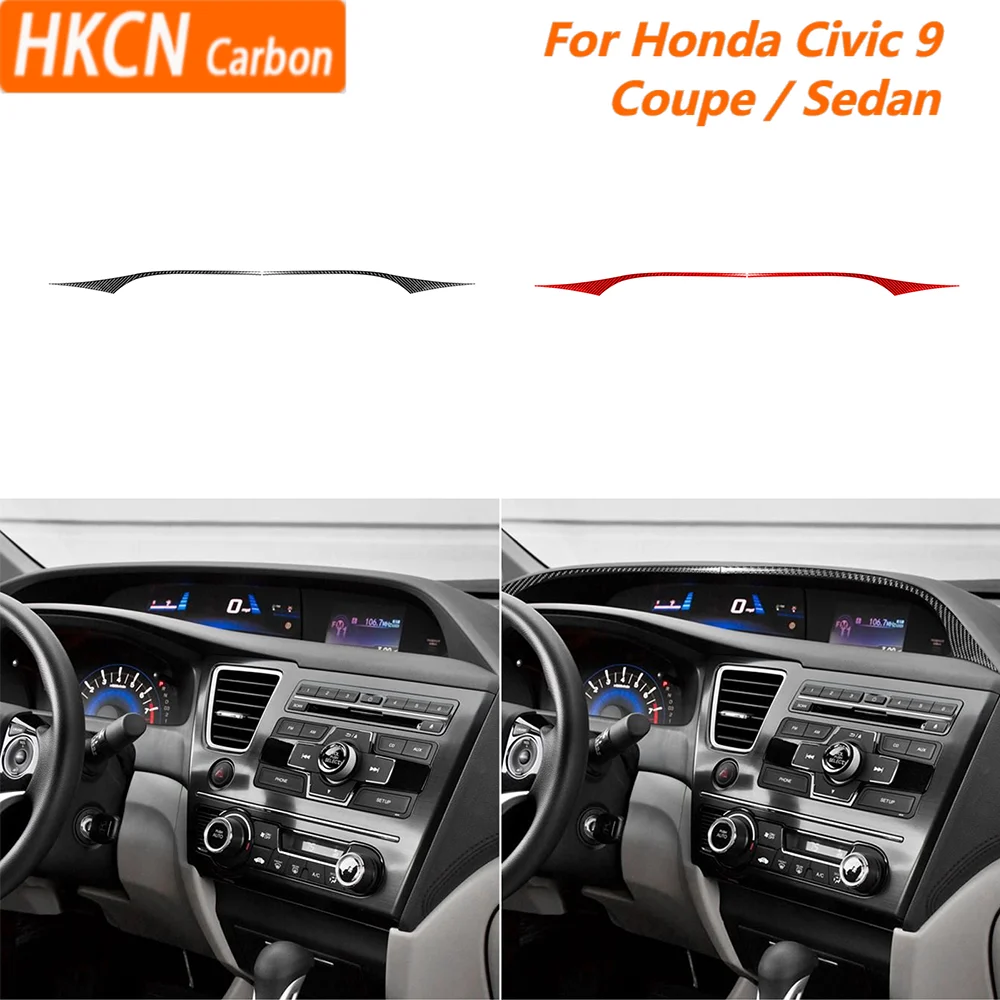 

For Honda Civic 9 Coupe / Sedan 2013—2015 Car Accessories Carbon Fiber Dashboard Carplay Strip Paenl Interior Cover Trim Sticker