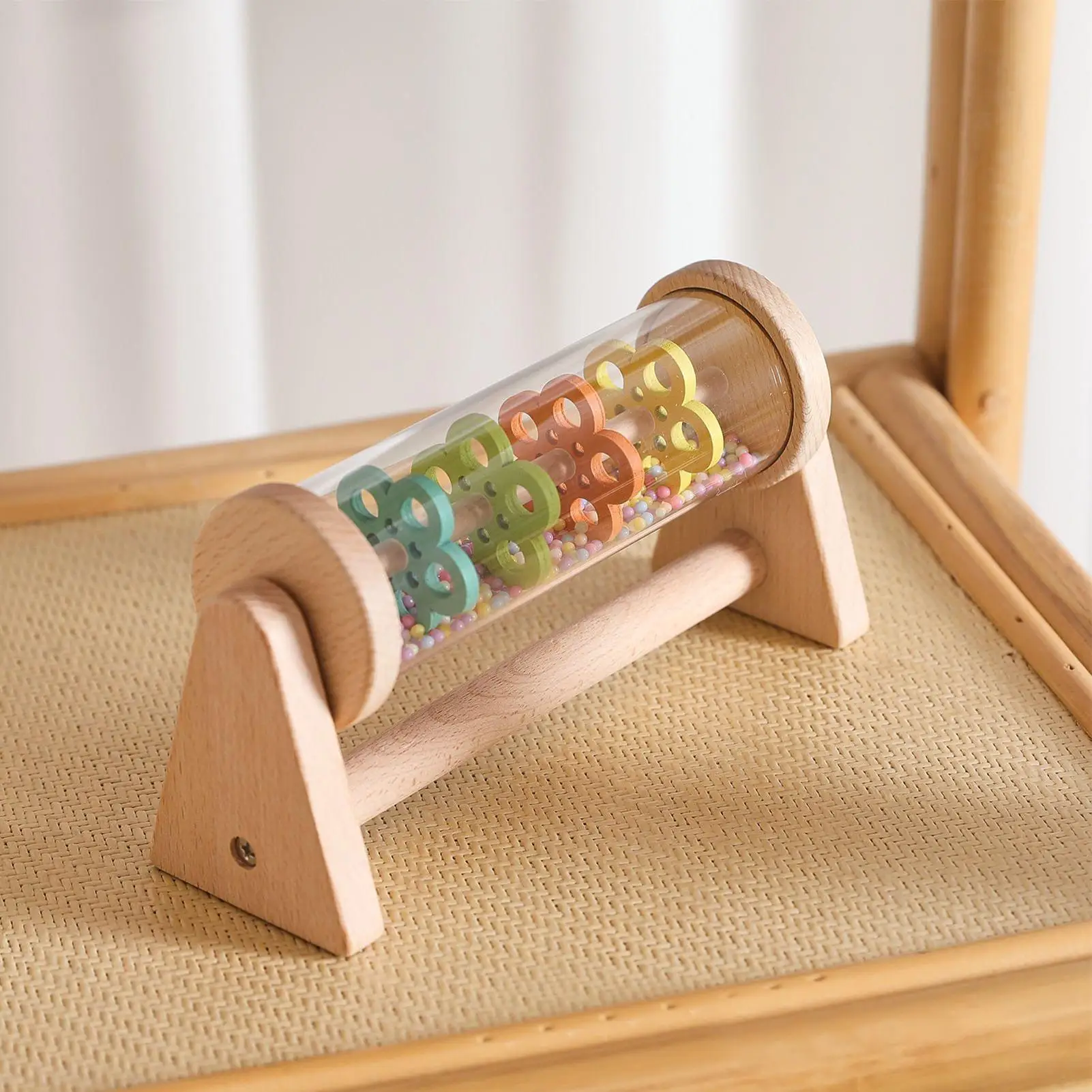 Montessori bebê chuva vara ampulheta chuva música chocalho brinquedo educativo do bebê colorido montessori sensorial brinquedo musical para criança