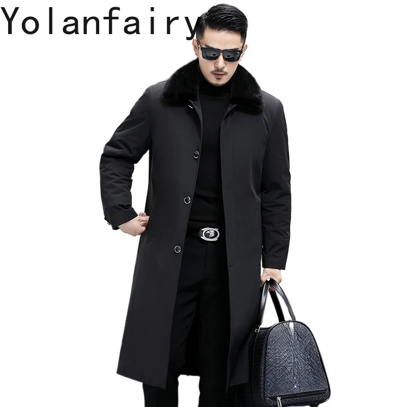 

YOLANFAIRY Real Fur Coat Man Luxury Winter 2025 Detachable Whole Mink Fur Liner Jacket for Men Warm Long Fur Coats Black Parkas